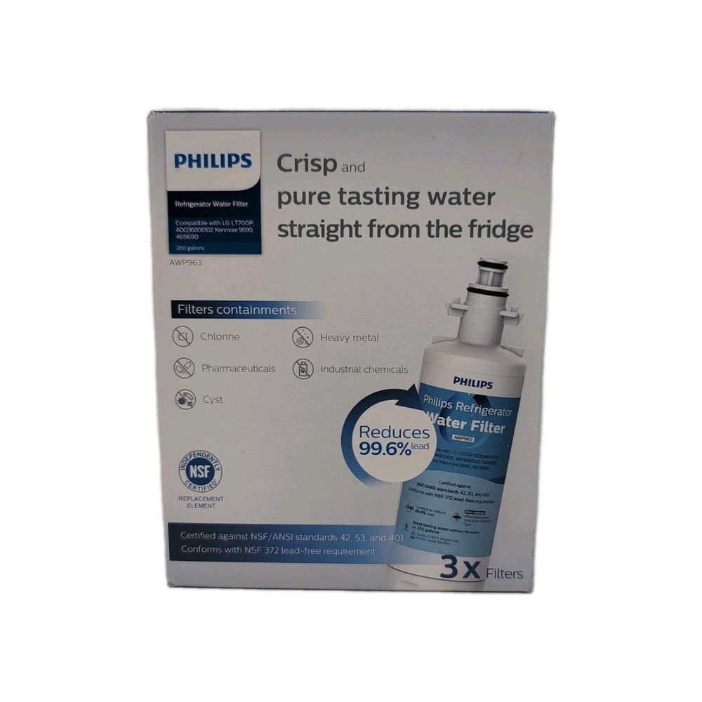 (3) Philips Refrigerator Water Filter‎ - Model AWP963 - New Sealed